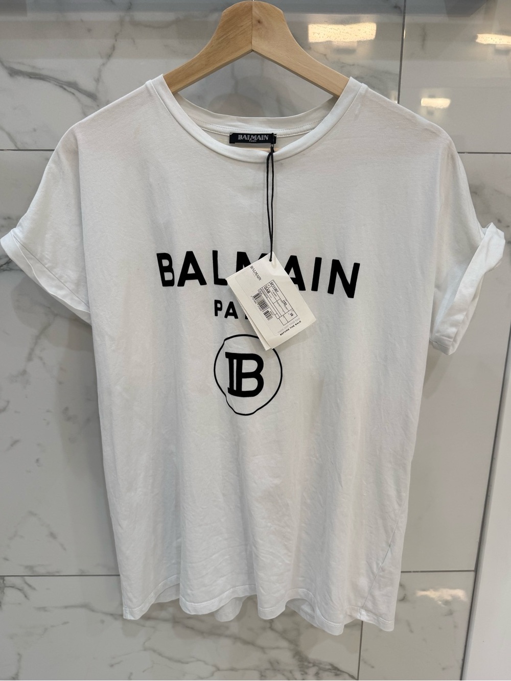 ✨ Balmain Paris Logo T-Shirt White Graphic Tee Women’s EU 38 Small